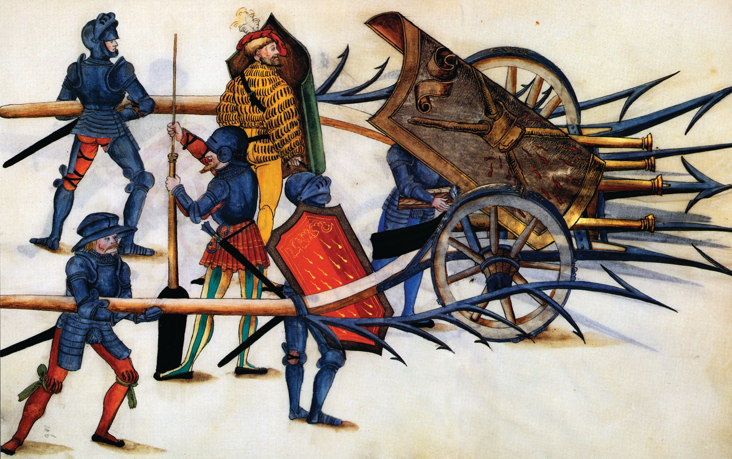 At Ravenna the Spanish mounted heavy arquebuses on carts bristling with spears and shields. They were too large for one man to lift and fire.