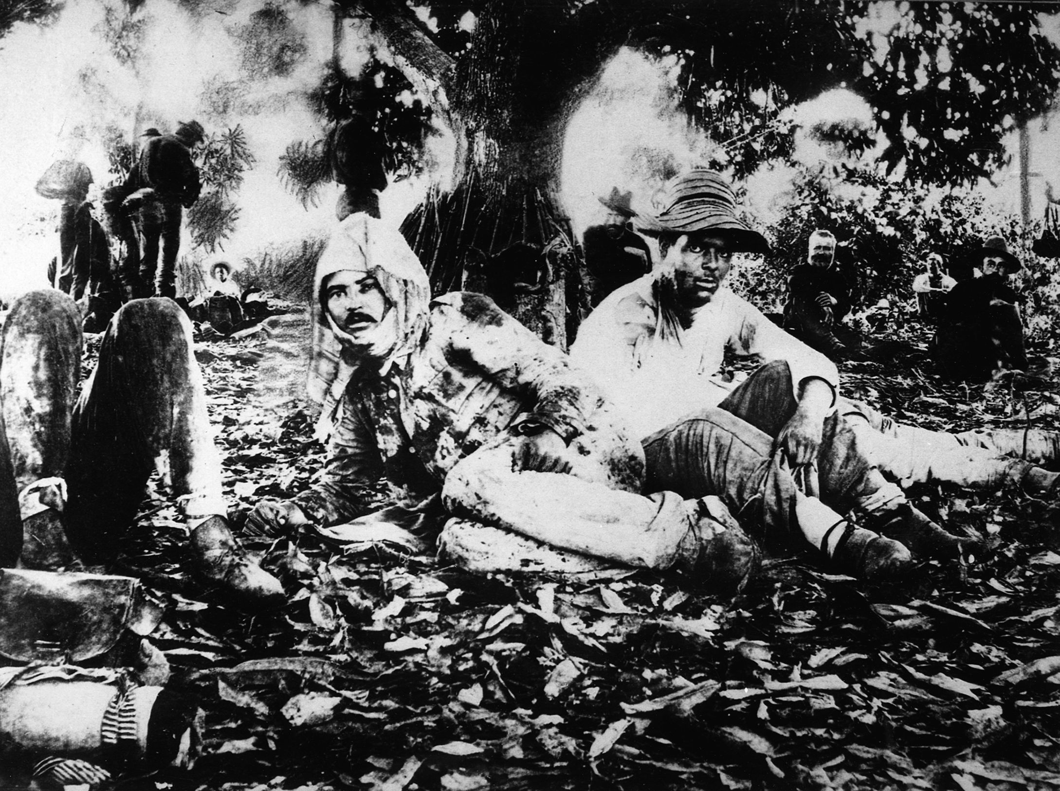 Spanish prisoners await their turn at an American hospital.