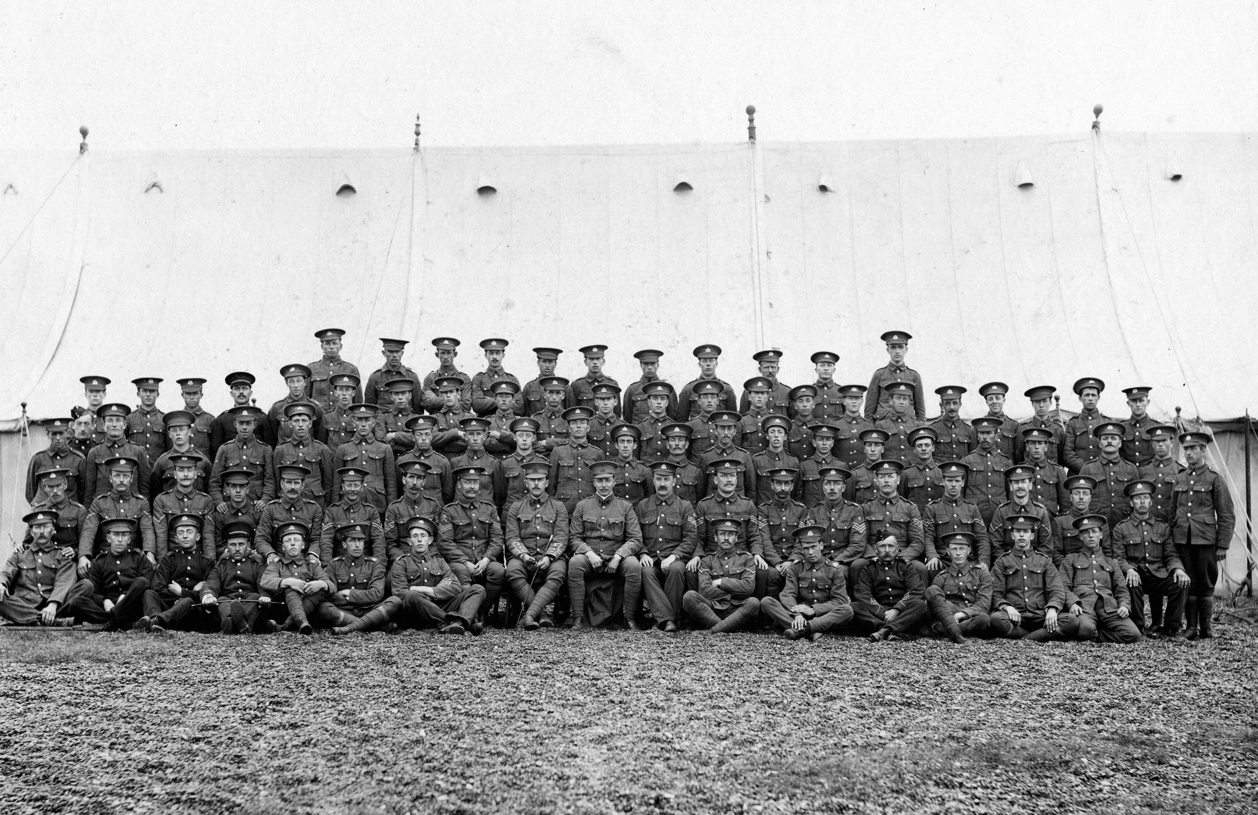 Tolkien’s battalion of the Suffolk Regiment in camp in England prior to its departure for France.