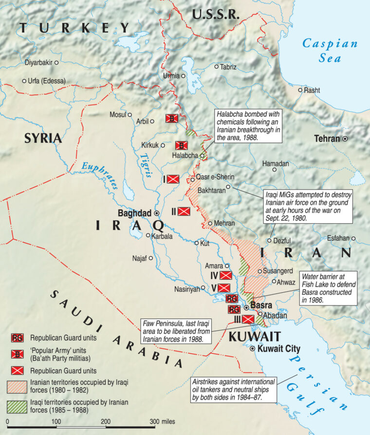 Iraqi strongman Saddam Hussein launched a blitzkrieg-like invasion of Iran in September 1980, but it soon stalled into trench warfare more akin to World War I.