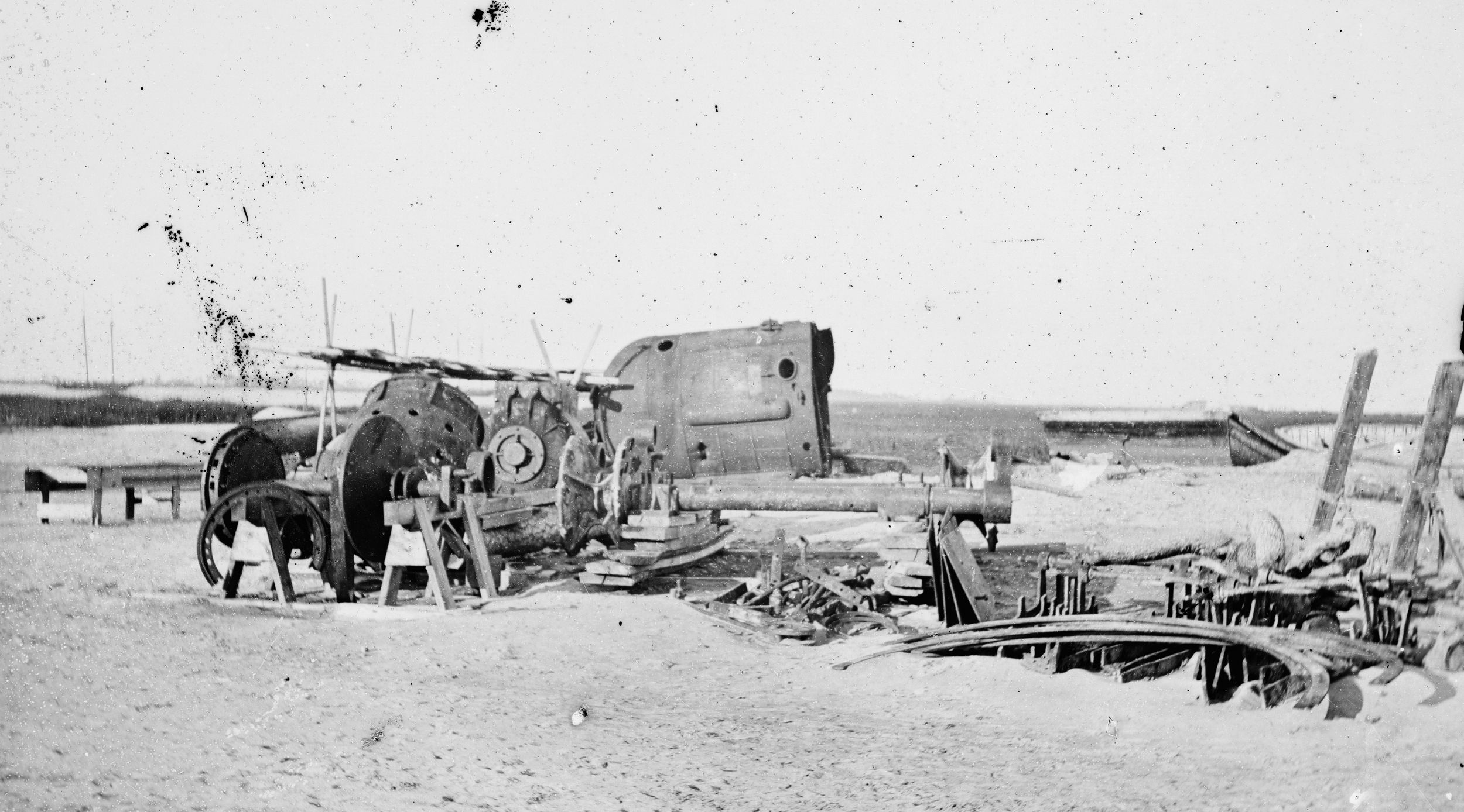 Beached remains of the British-built blockade-runner Ruby, which ran aground on June 11, 1863, at Folly Island, South Carolina.