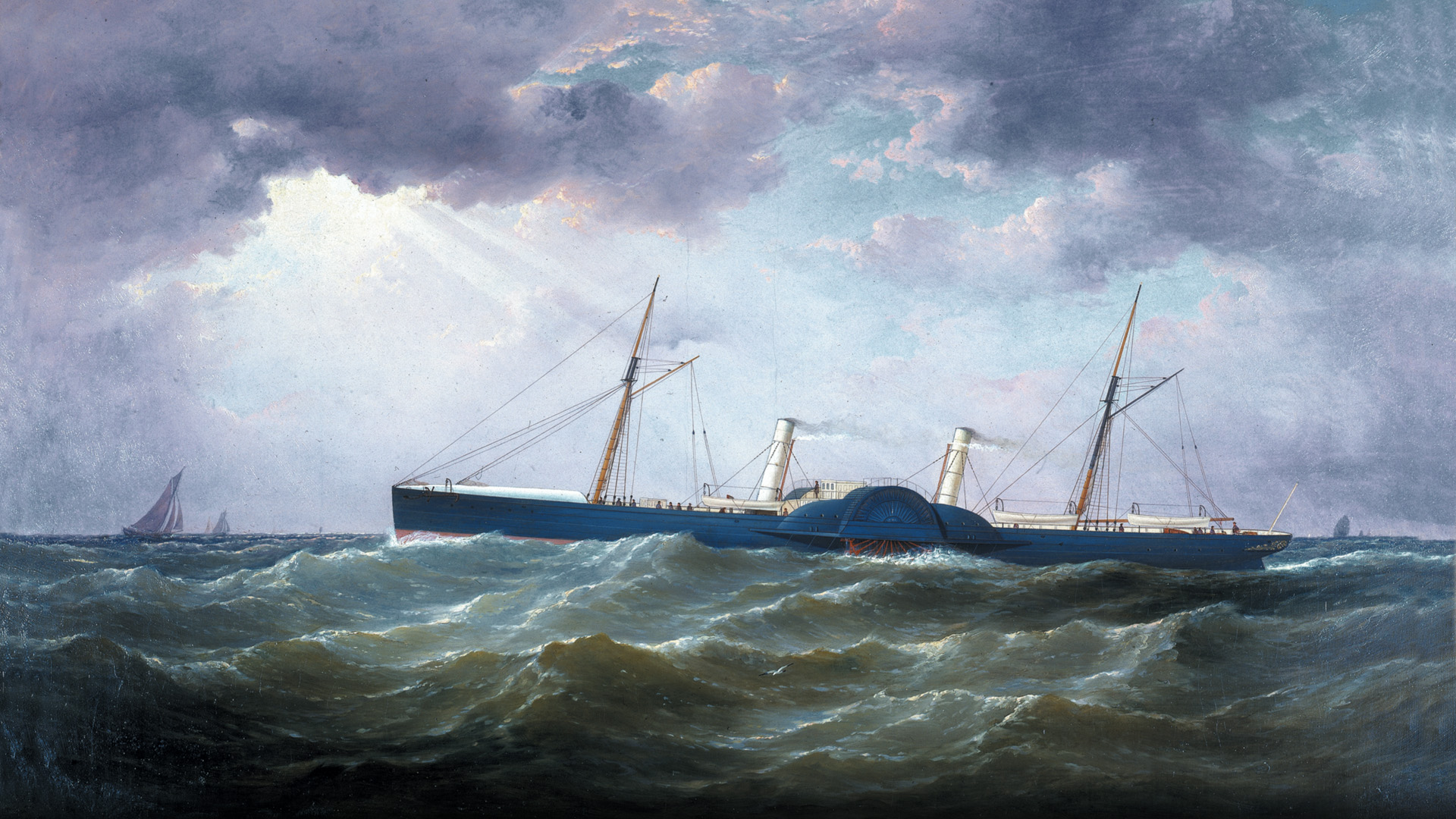 The Scottish-built, 252-foot-long blockade-runner Banshee II represented the state of the art in mid-19th-century shipbuilding. Giant sidewheels drove her through the water at nearly 16 knots.