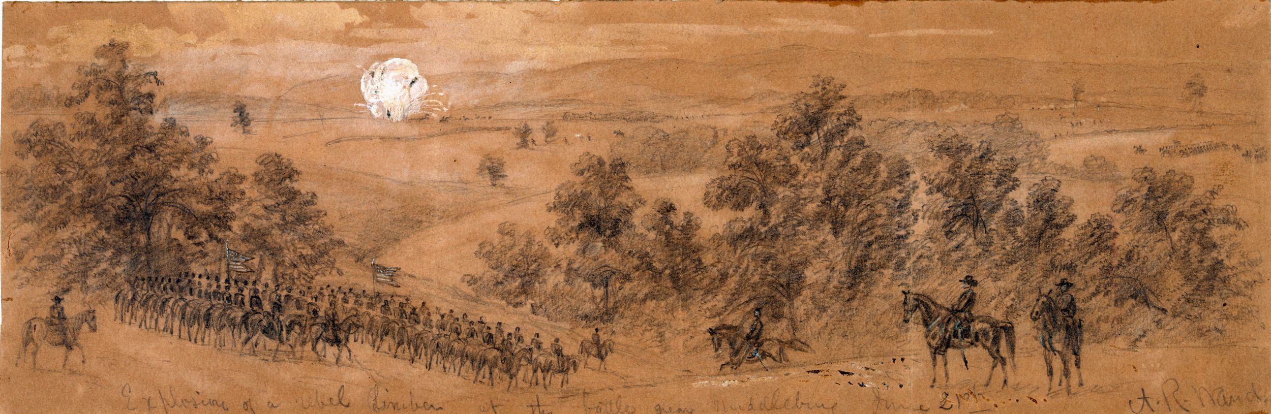 Union cavalry assembles near Middleburg, Virginia, in June 1863. Duffie’s unsupported command was nearly wiped out, reduced to “gallant debris” by the Confederates.