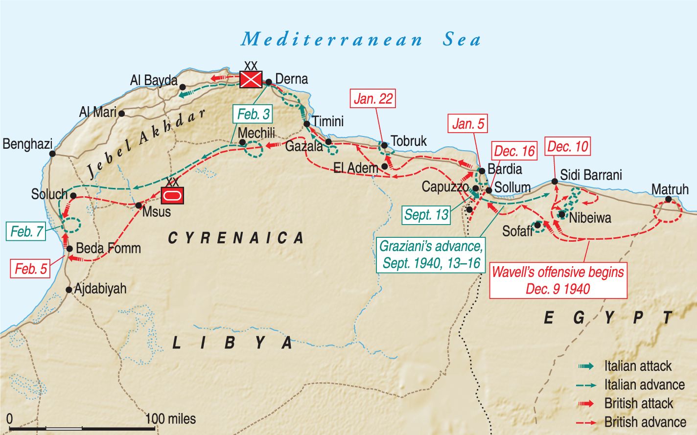 According to many military historians, the British advance westward against the Italians in North Africa was stopped only by the diversion of men and war matériel to Greece. Lieutenant General Richard O'Connor, who led the immensely successful Operation Compass, pleaded to no avail for the resources to continue the advance to the Libyan capital of Tripoli.