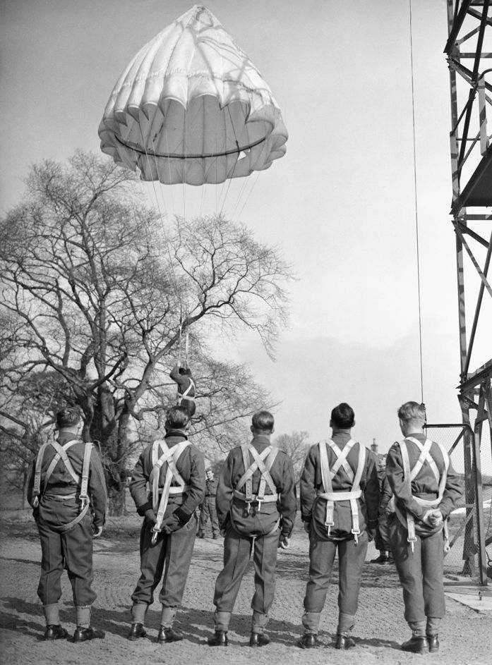 Troopers of the 1st Polish Independent Parachute Brigade train at a facility in Scotland in March 1942. The Poles were led by General Stanislaw Sosabowski, who remained fiercely independent of British control and held several administrative posts with the Polish armed forces in exile.