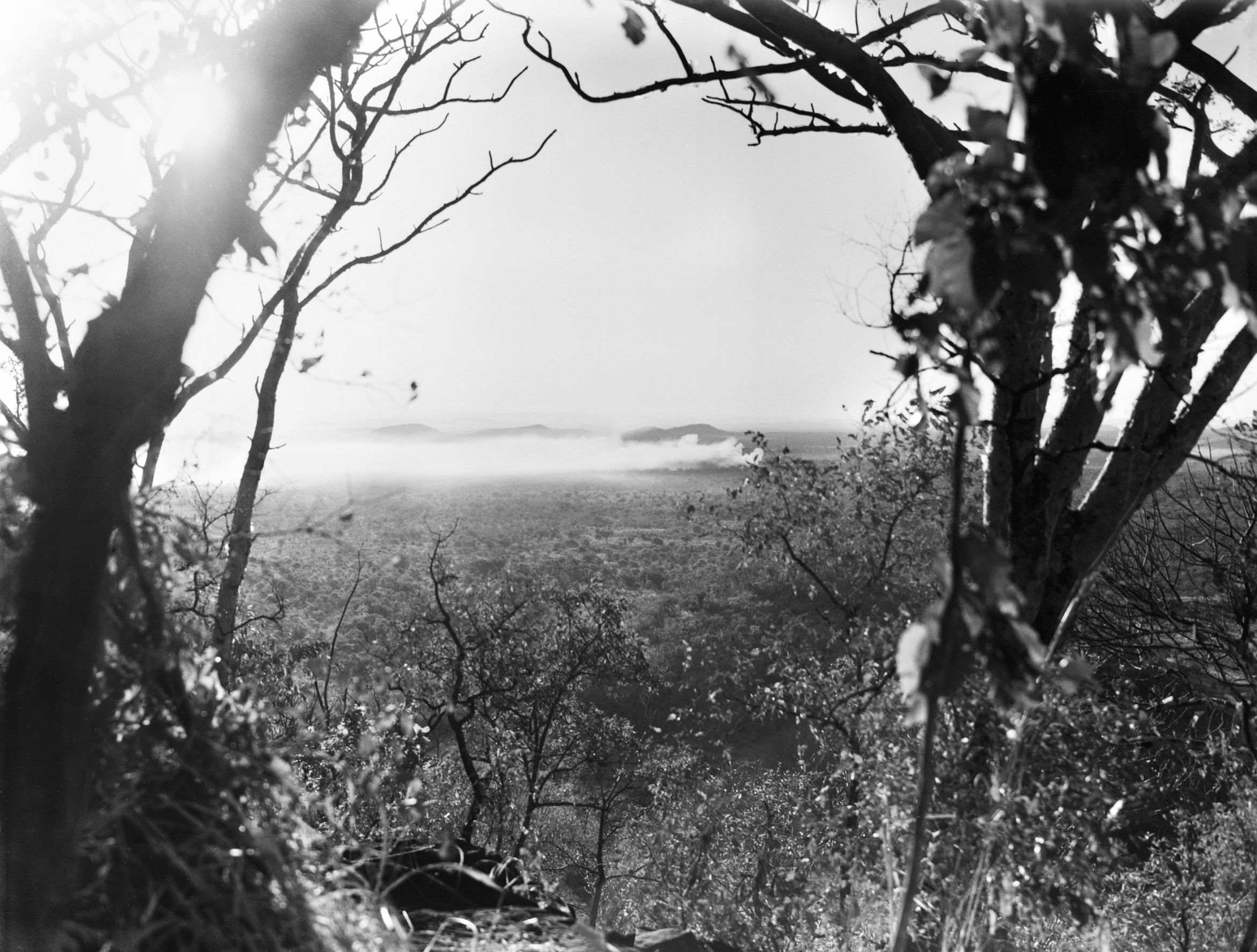 Smoke can be seen in the distance, rising from Fort Gallabat on November 22, 1940.