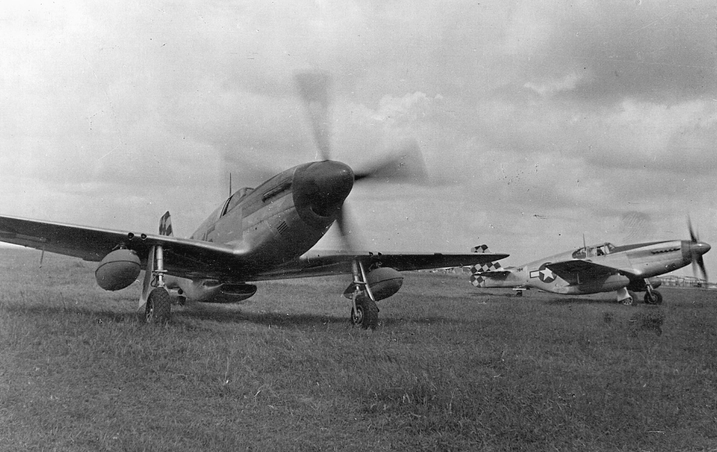 P-51’s from the 325th Fighter Group preparing for take-off before a mission over Romania.