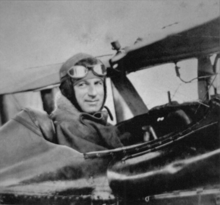General Billy Mitchell, a tireless advocate of air power, championed his cause to the end and was court martialed for his zeal. He is shown in the cockpit of an aircraft in France.