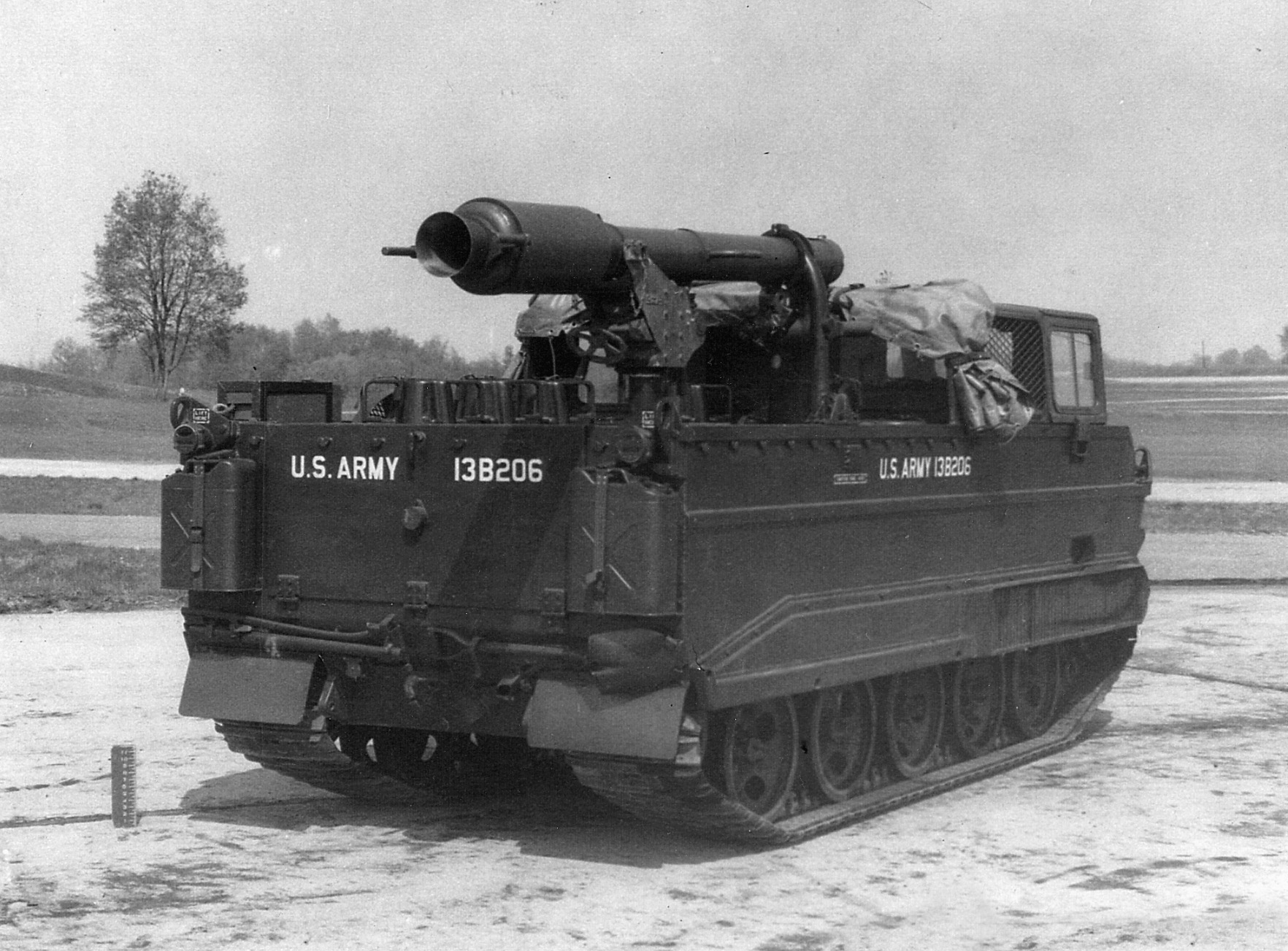 An M-116 is seen fitted with the Davy Crockett mobile missile launcher. The launcher would be retired in 1971. 