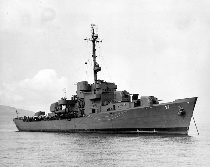 The Taney lies at anchor following its major armament upgrade in 1943.