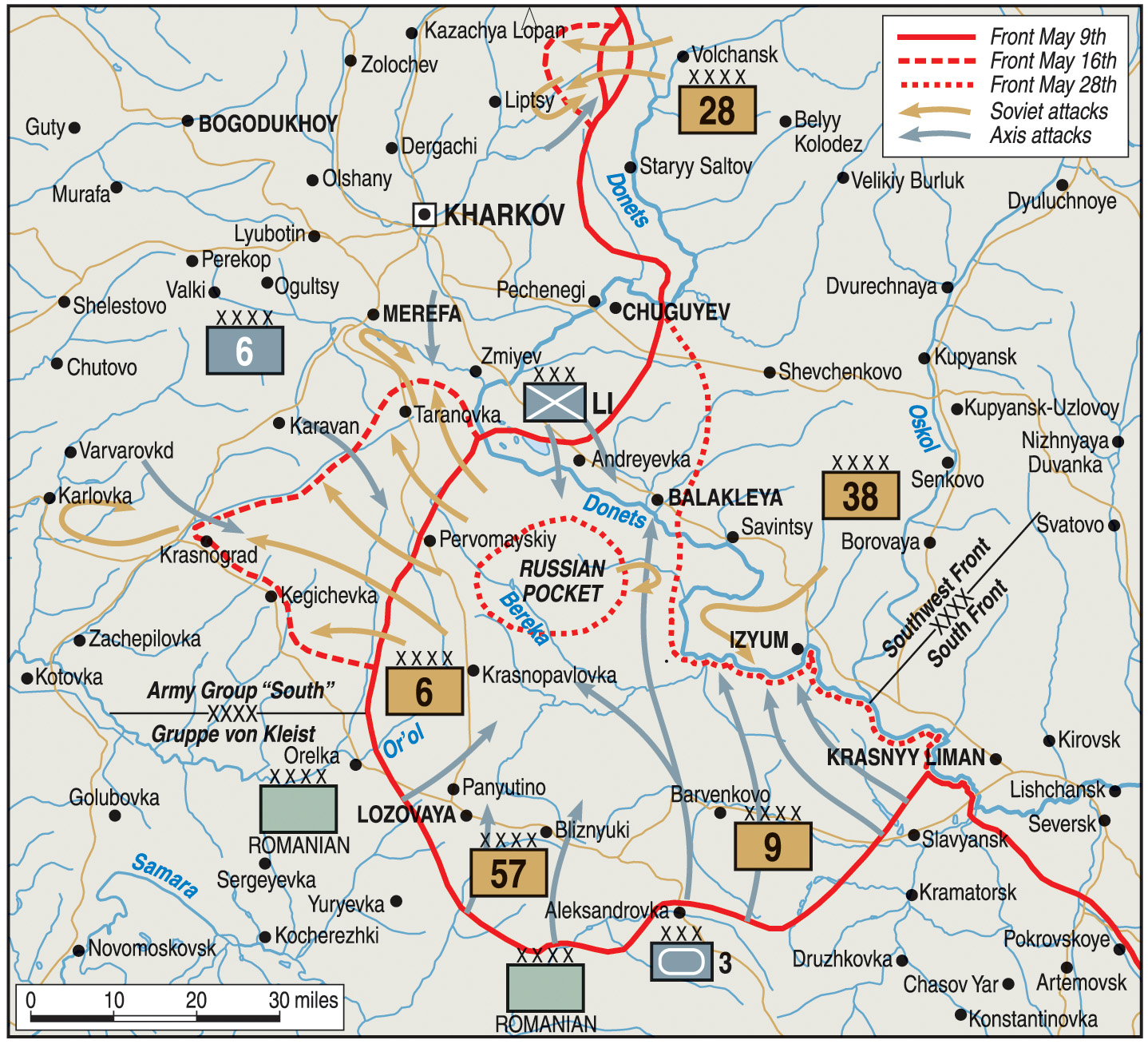 Both Soviet and German commanders formulated summer offensive plans to take advantage of the large salient in the front line around Izyum, a short distance from the key city of Kharkov.