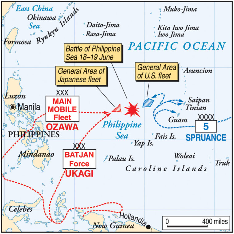 The islands of Guam, Saipan, and Tinian in the Marianas were crucial to American long-range plans for an advance against the Japanese Home Islands.