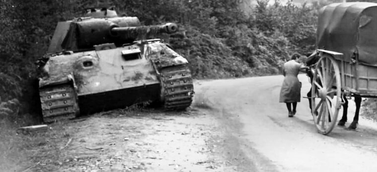 At Saint Sever, American Sherman tanks battled German Panthers blocking a minor intersection in a small but intense WWII tank duel.