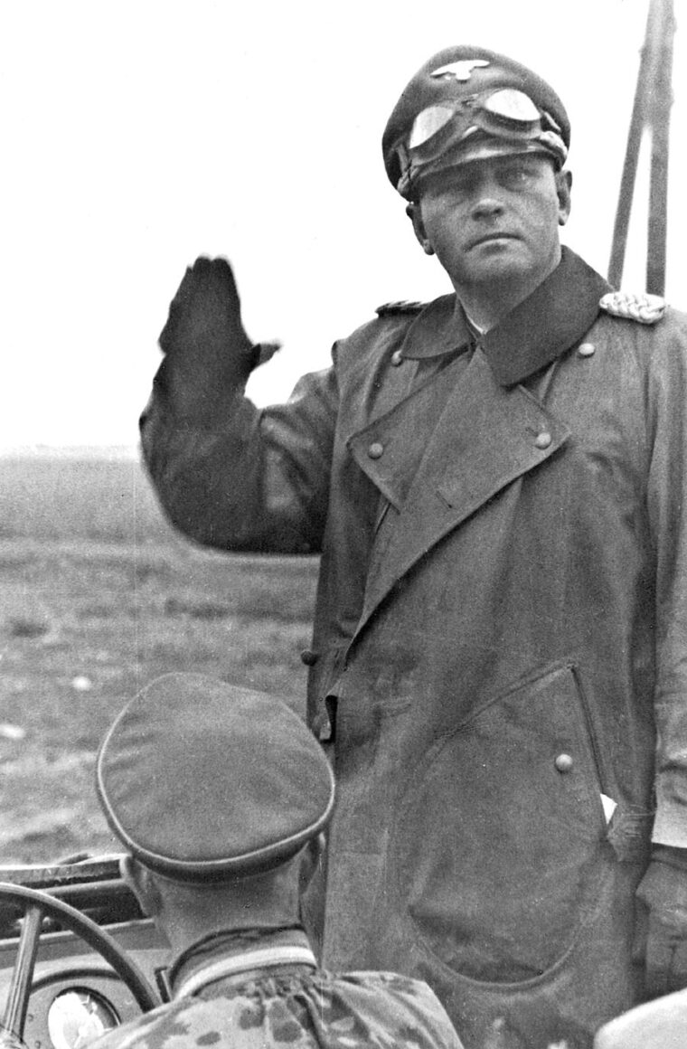 General Felix Steiner, seen at the front, proved to be an able commander of elite SS panzer troops.