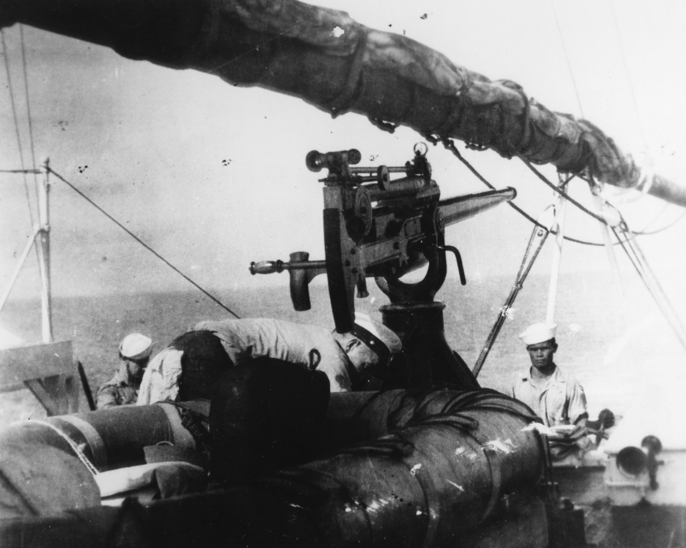 A fast-firing 3-pounder gun of Spanish American War vintage was located and fixed to the deck of the schooner Lanikai.