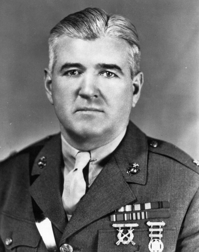 Lt. Col. Frank B. Goettge was killed moments after his doomed patrol landed in Japanese territory.