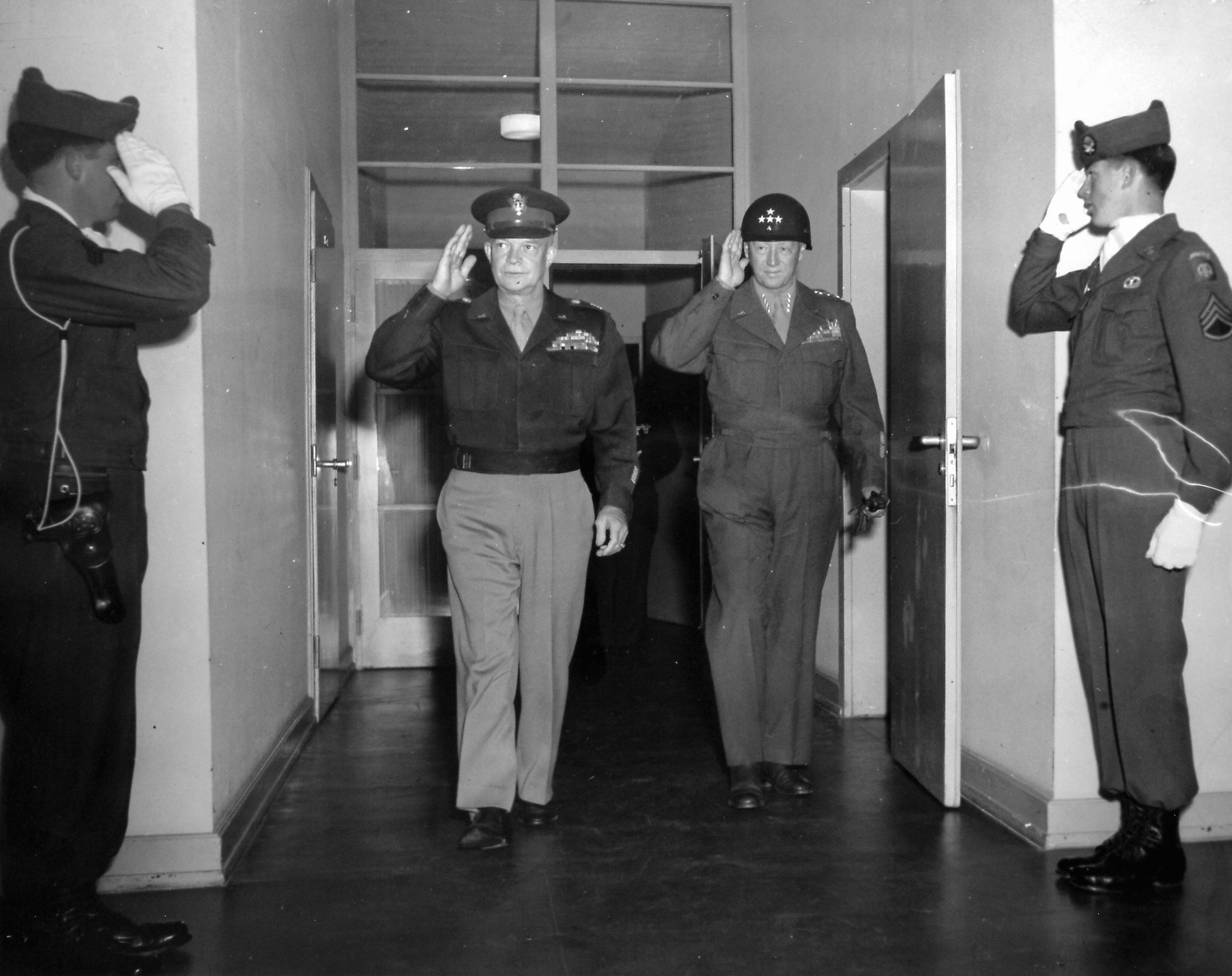 General Eisenhower visited Patton at Bad Tölz and found that Patton had left SS soldiers in charge of concentration camp security. This visit, along with Patton’s public statements, led to his dismissal as commander of the Third Army.