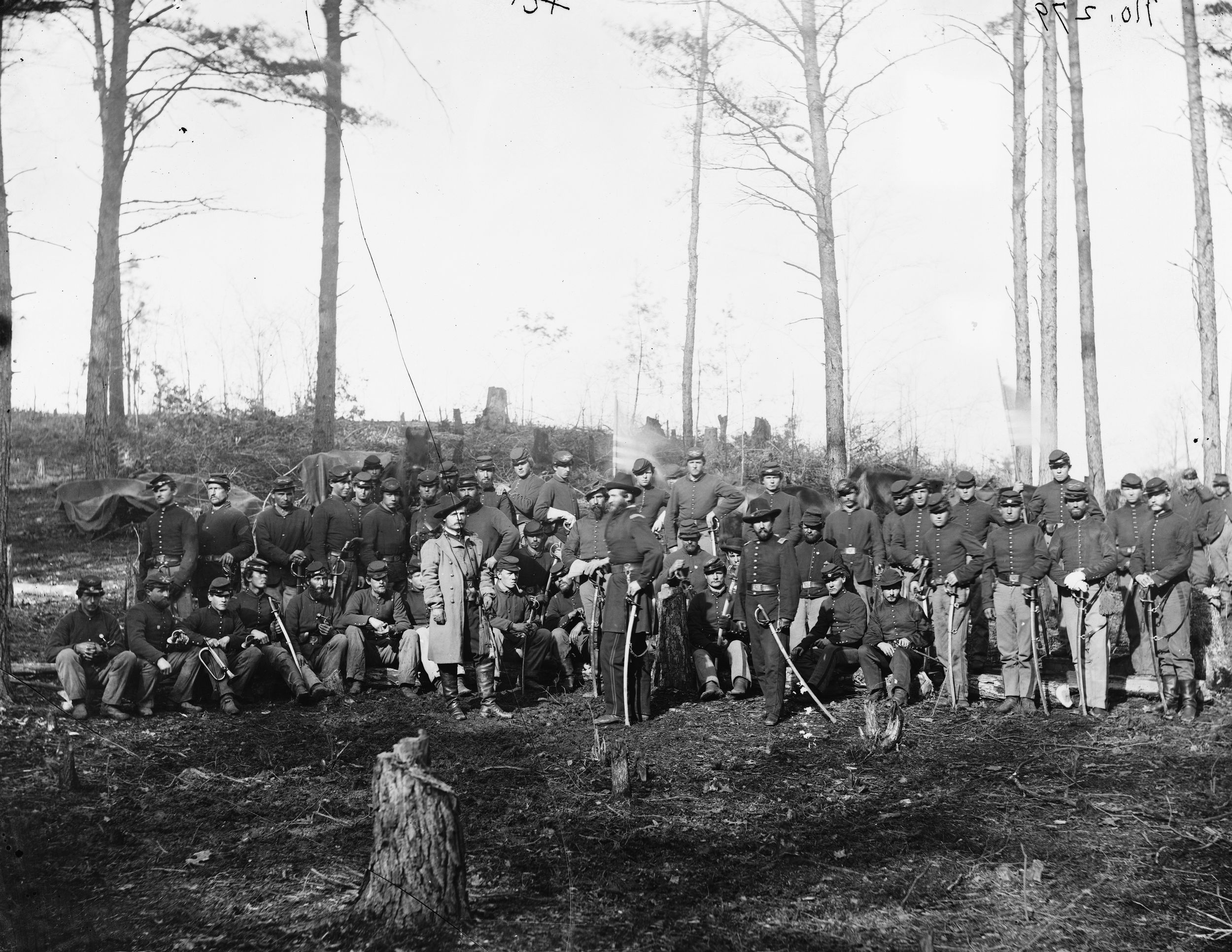 Officers and men of the 1st U.S. Cavalry, photographed in February 1864. By the time of the Battle of Trevilian Station, they were a well-trained cavalry force.