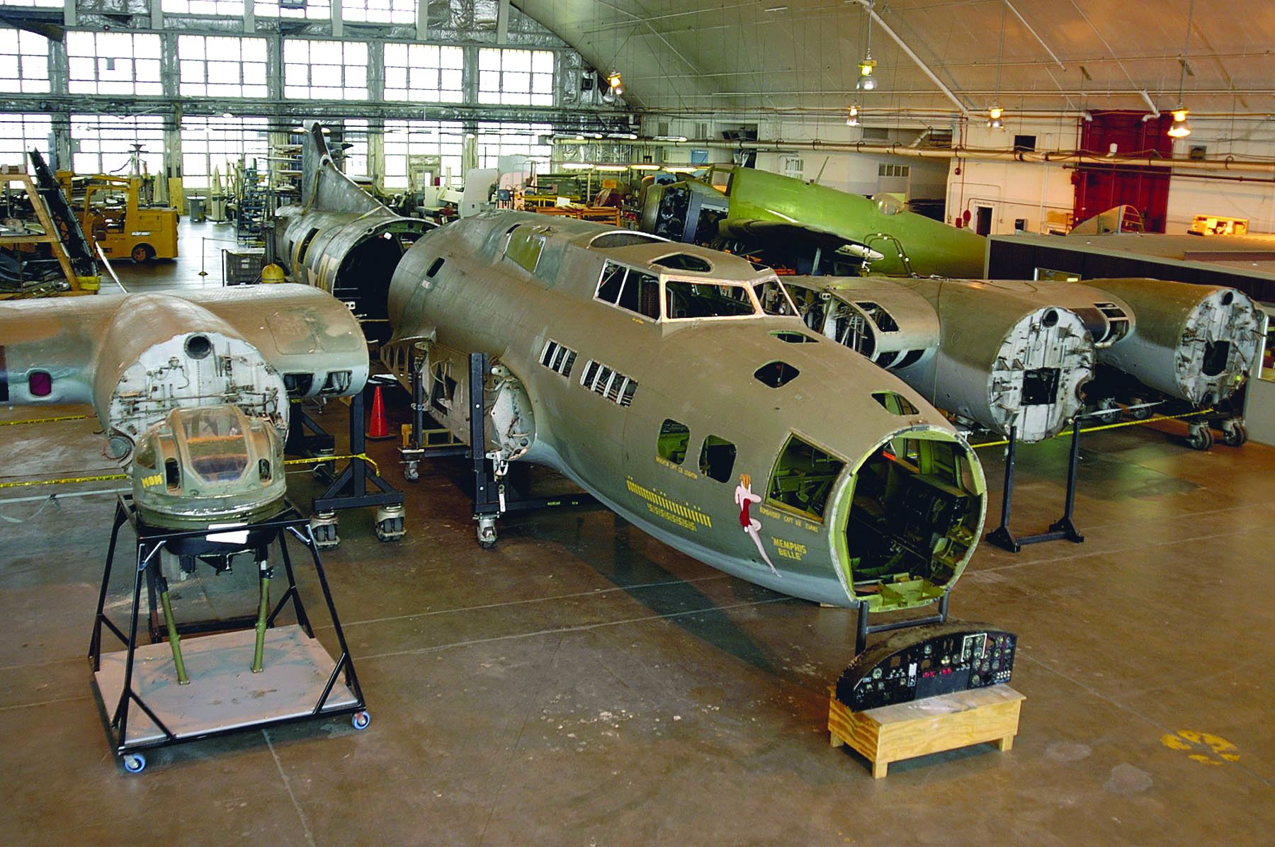 Restoration begins on the B-17F “Memphis Belle.” 