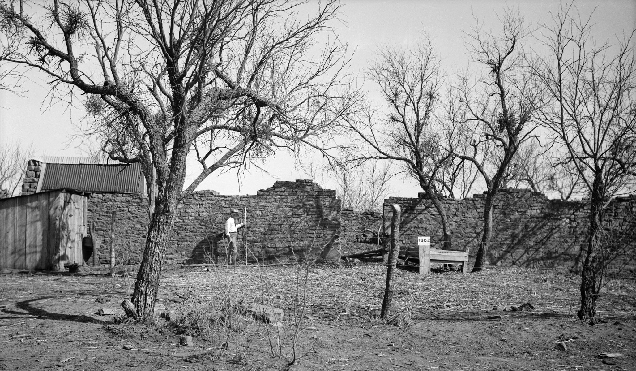 The crumbling remains of Fort Belknap, Texas, were photographed in 1934. The fort, located on the Brazos River, served as the home base for the 2nd U.S. Cavalry Regiment, commanded by then Colonel Robert E. Lee.
