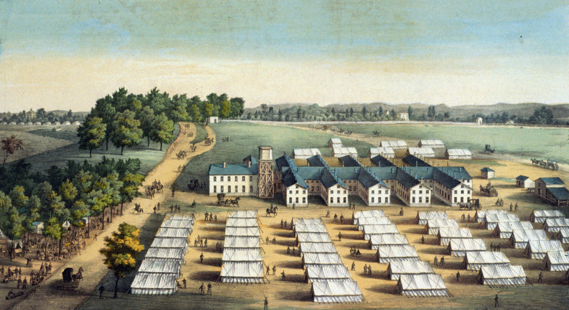 A misleadingly bucolic image of Mount Pleasant Hospital in Washington. Tents in the foreground held overflow patients. In all, there were 35 army hospitals in the nation’s capital.