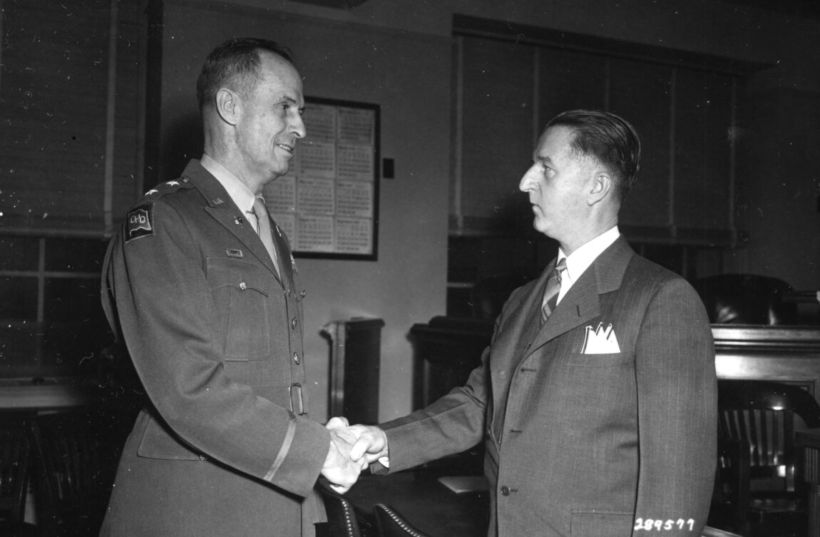 George Sterling served as chief of the Federal Communications Commission’s Radio Intelligence Division during the exchange of communications that occurred prior to Japan’s surrender in 1945. This photo was taken when Sterling was appointed head of the FCC in 1948.