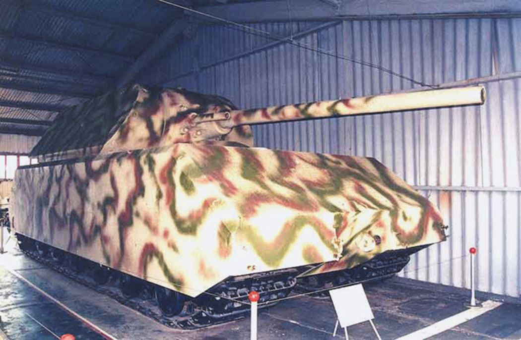 On display at the Kubinka Museum near Moscow, this example of the Maus shows the V2 turret mounted on the V1 hull.