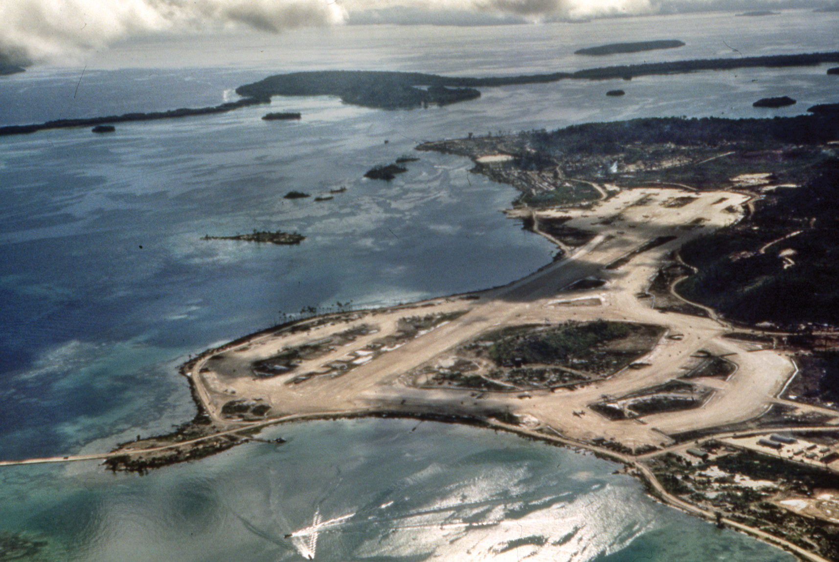 View of Munda airfield. After the war, it was expanded and today is a commercial airport used by regional airlines.