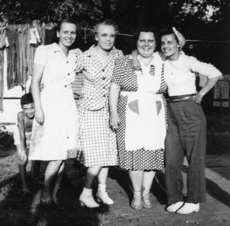 Jean Liparoto, seen far right in a wartime family photo, worked on 40mm shells at Monroe Auto Equipment in Monroe, Michigan. Her late husband Phil was a World War II, Korean War, and Vietnam veteran. She was also very involved with the USO in Columbus, Georgia, during World war II .