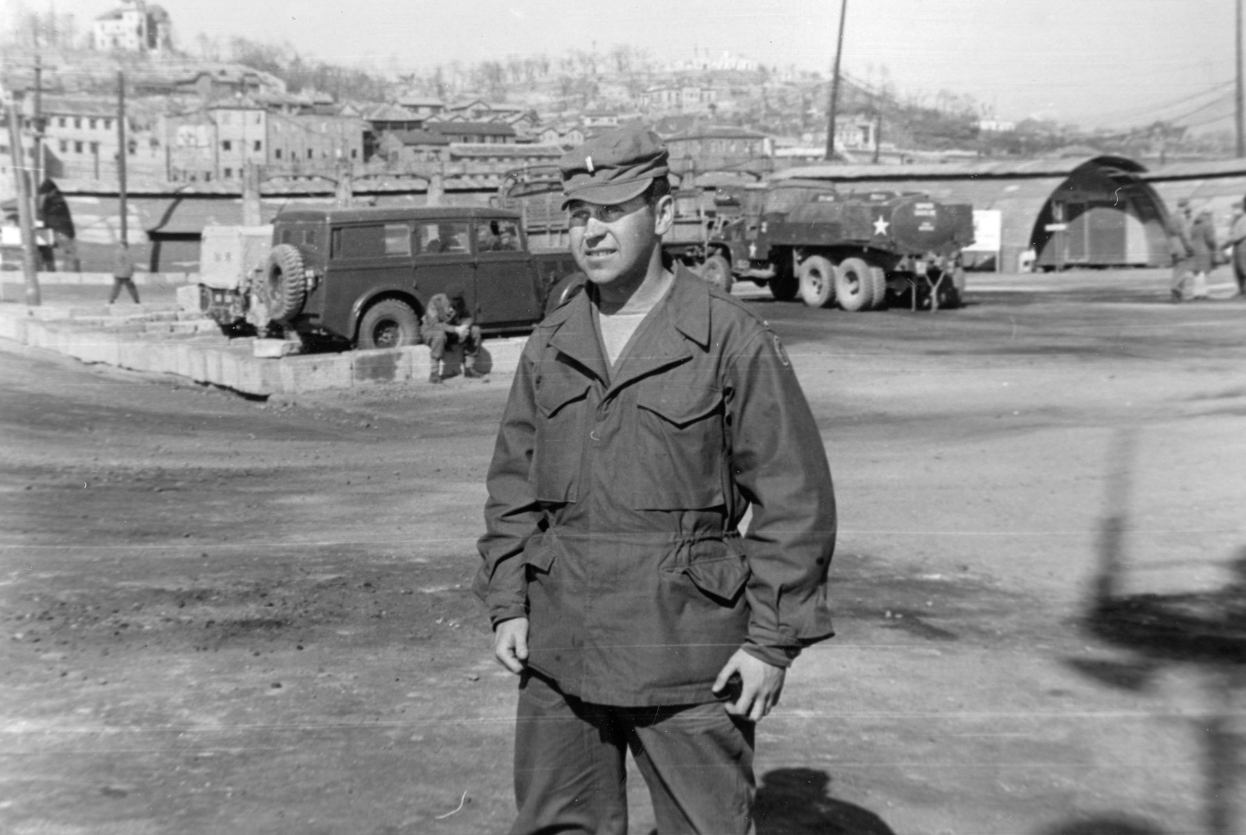 Lieutenant Sevel stands on Inchon beach where he commanded landing operations in September 1950. Sevel commanded a crash boat in the port city.