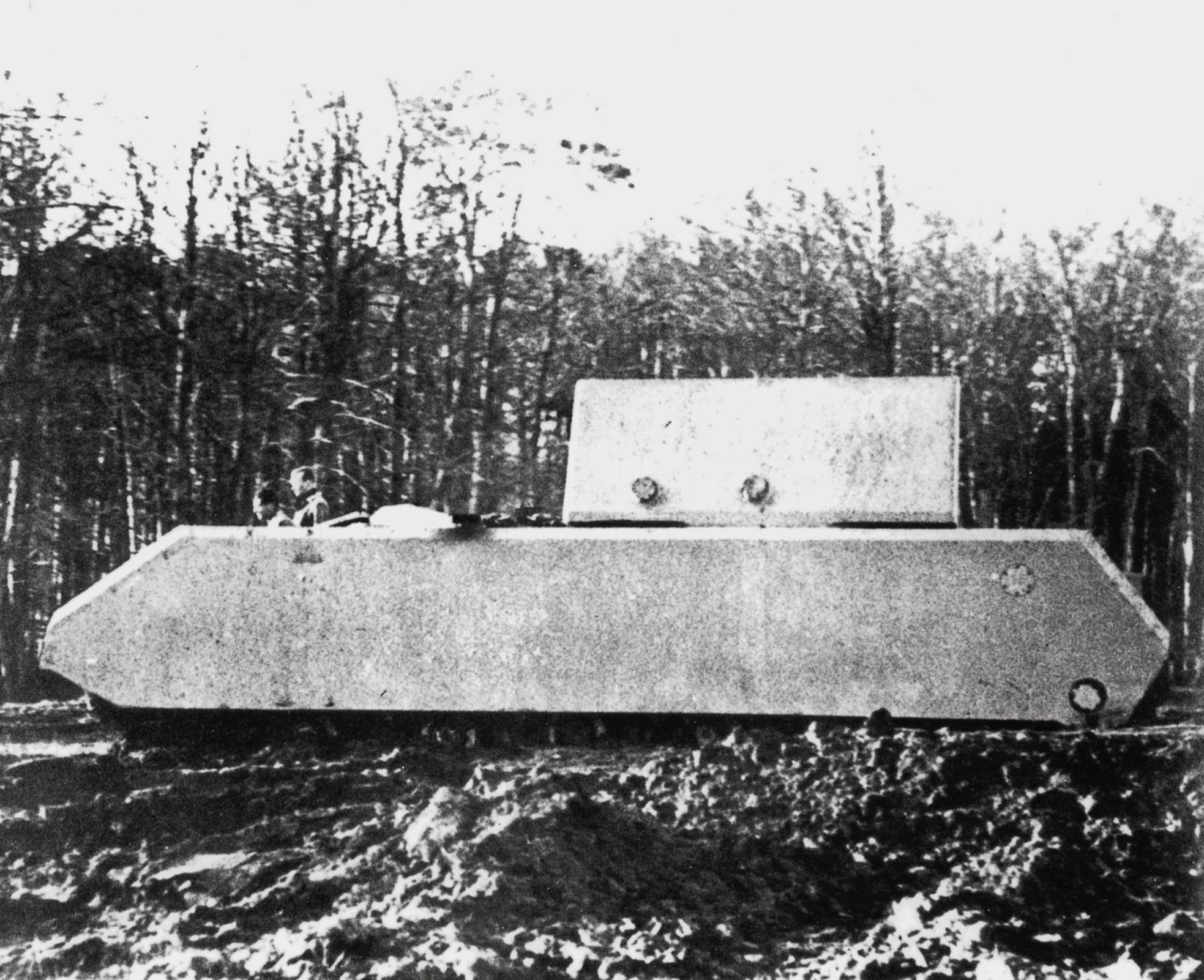 A 1944 prototype of the gigantic Maus, a Nazi supertank conceived by Porsche. Few were completed, and the design was later viewed as a dismal failure.