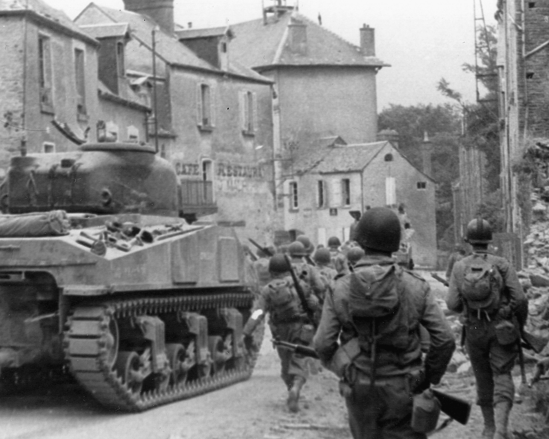 The 29th Infantry Division encountered heavy resistance as it moved down the main street of St. Lô.