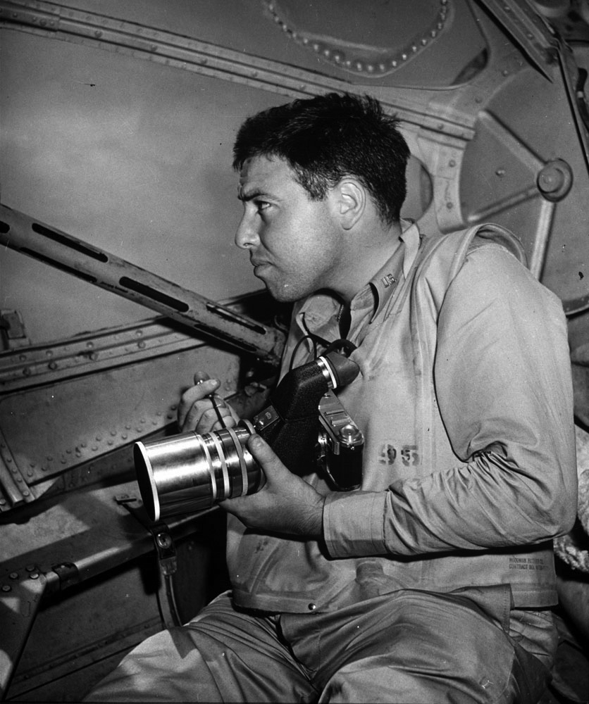 Photographer/war correspondent Ralph Morse in naval aviation uniform on assignment in 1954.