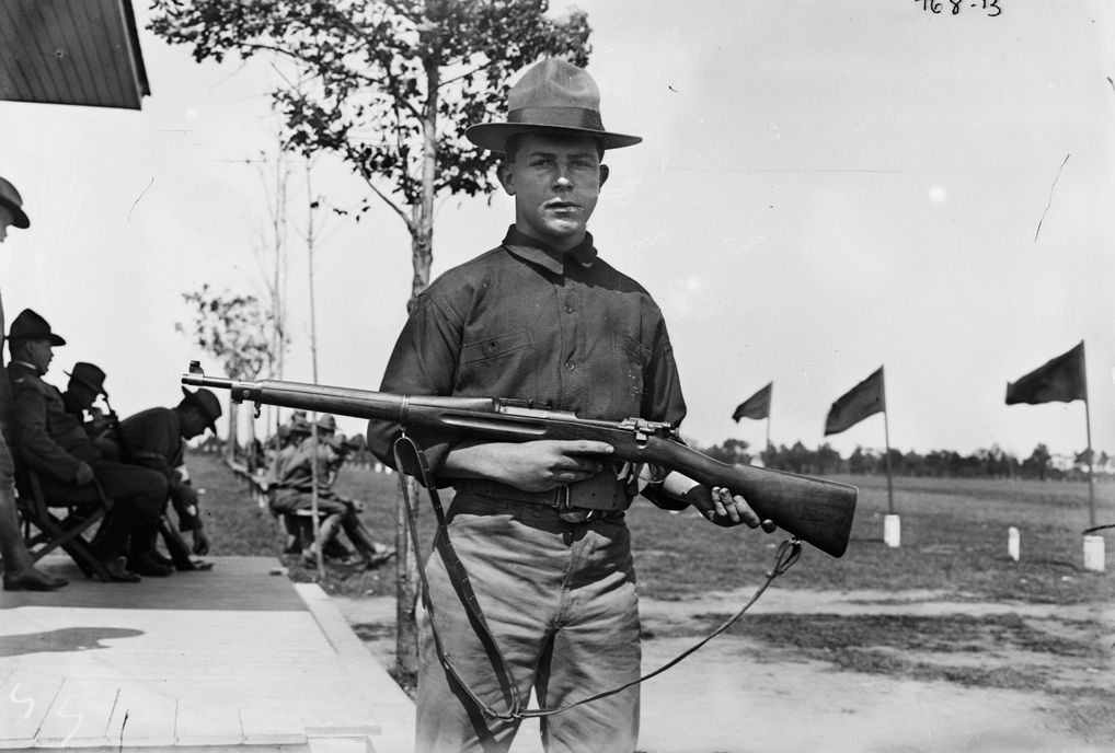 A U.S. soldier poses proudly with his new Springfield in this early, undated photo.