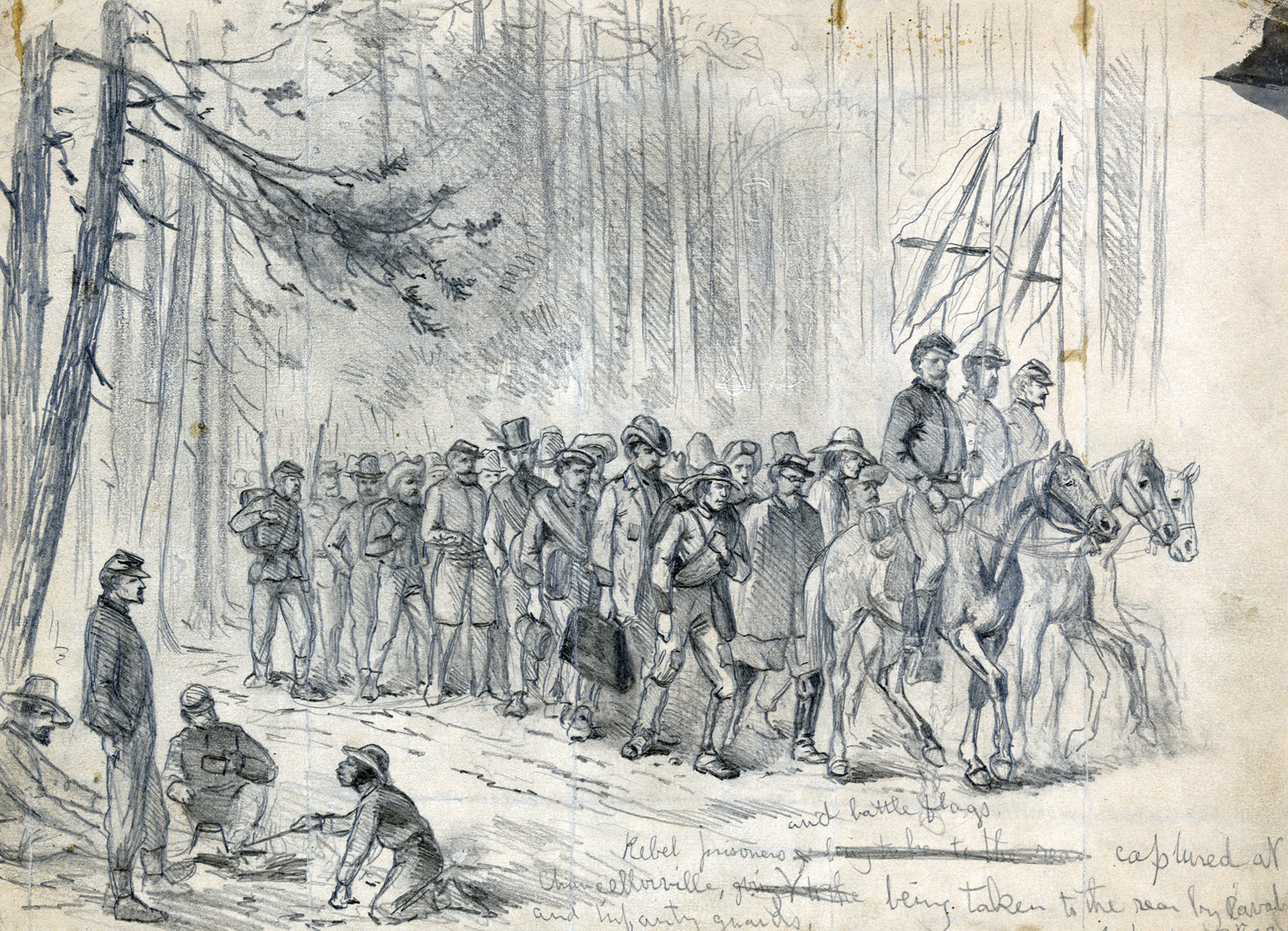 Confederate prisoners are shown at Chancellorsville. Sharpe negotiated the exchange of 4,000 Union prisoners after the May 1863 battle.