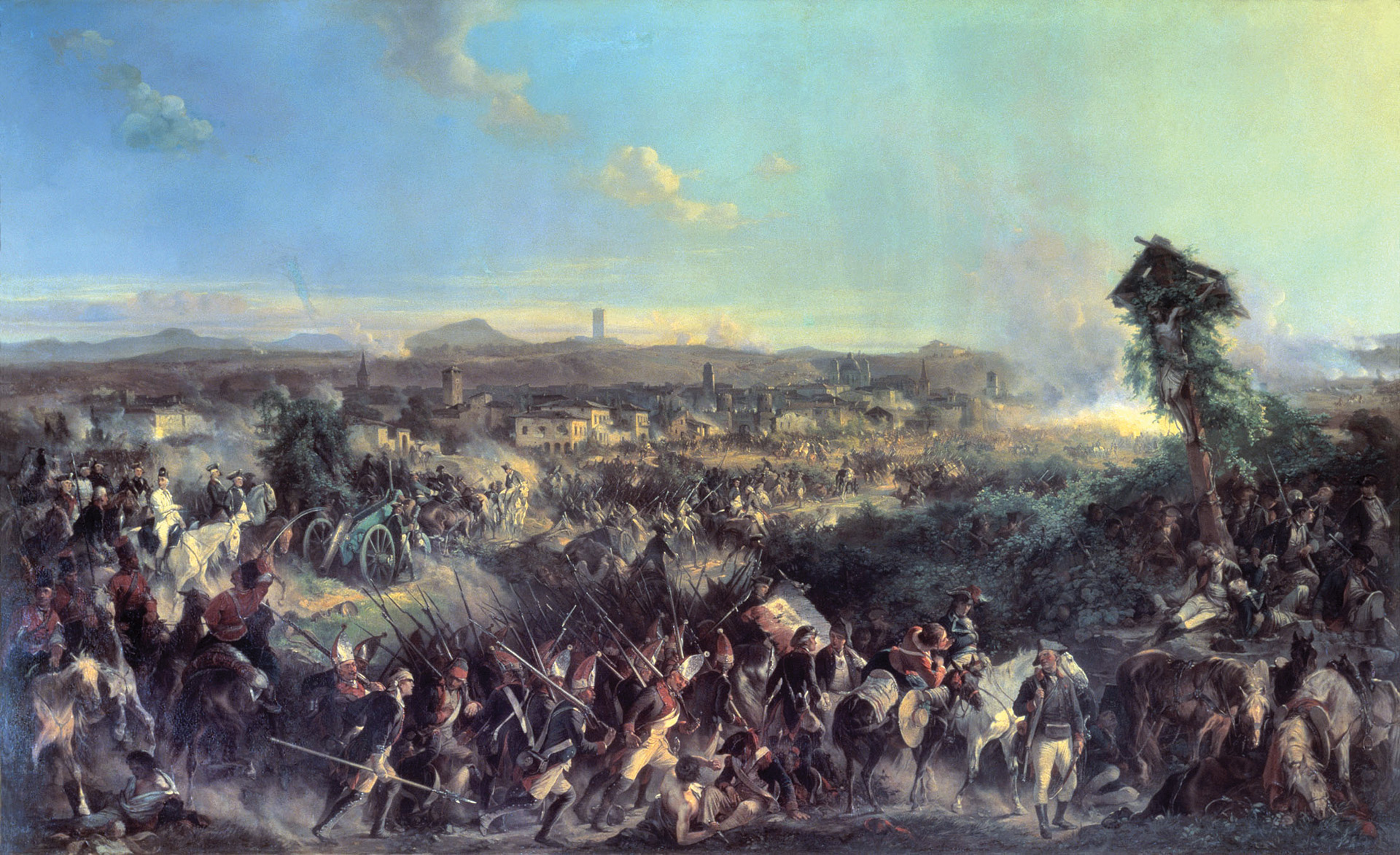 Mikhail Suvorov leads an army to victory against the French at Novi in 1799. In the series of decisive battles against revolutionary France, Suvorov defeated every French army sent against him, completely clearing northern Italy of enemy forces.
