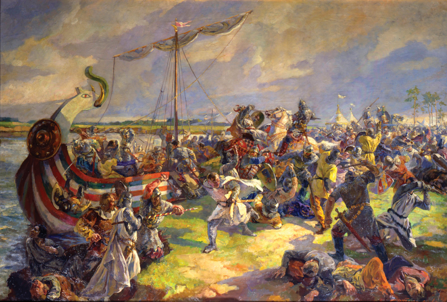 Alexander Nevsky launches a surprise attacks against the Swedish camp on the Neva River in July 1240.
