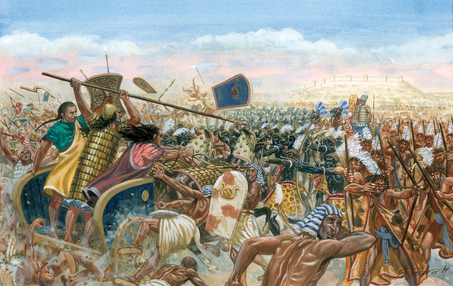В какой битве персидское войско было разбито. Битва при Кадеше Джузеппе Рава. Битва при Кадеше Египет. Древний Египет сражение Кадеш. Битва египтян с хеттами.