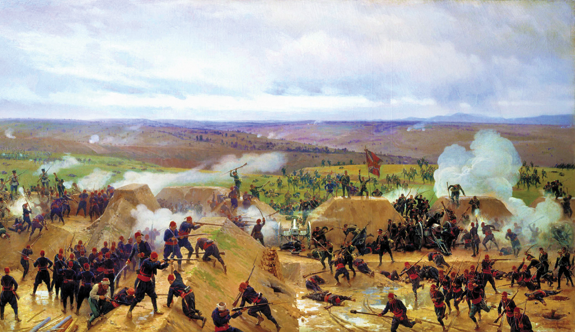 General Mikhail Skobelev led the Russians in a successful assault on the Grivitsa redoubt during the Siege of Plevna in 1877. His men repulsed five furious counterattacks by the Turks.