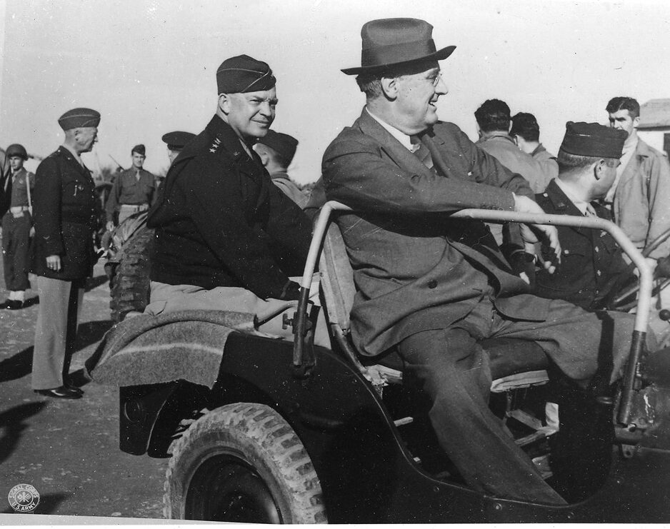 At the conclusion of the Tehran Conference, British Prime Minister Winston Churchill approved President Franklin D. Roosevelt’s choice of General Dwight Eisenhower to lead the Allied invasion of Normandy in 1944. Roosevelt then flew to Tunis to inform Eisenhower of his selection. 