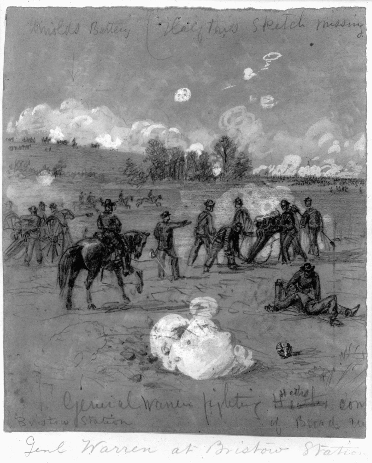 Major General Gouverneur K. Warren’s II Corps fighting at Bristoe Station in October 1863. 