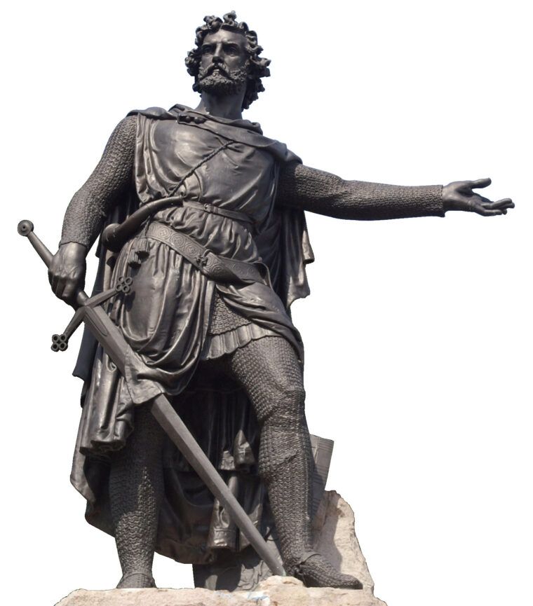 A modern statue of William Wallace in Aberdeen, Scotland. 