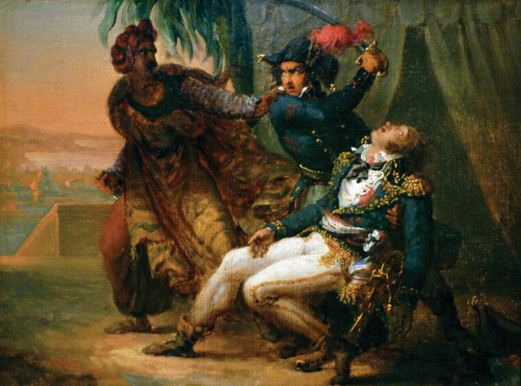 General Jean Baptiste Kleber, left behind to rule French-held Egypt upon Napoleon Bonaparte’s return to France, was mortally wounded by an Arab assassin in Cairo and died as a result on June 14, 1800.