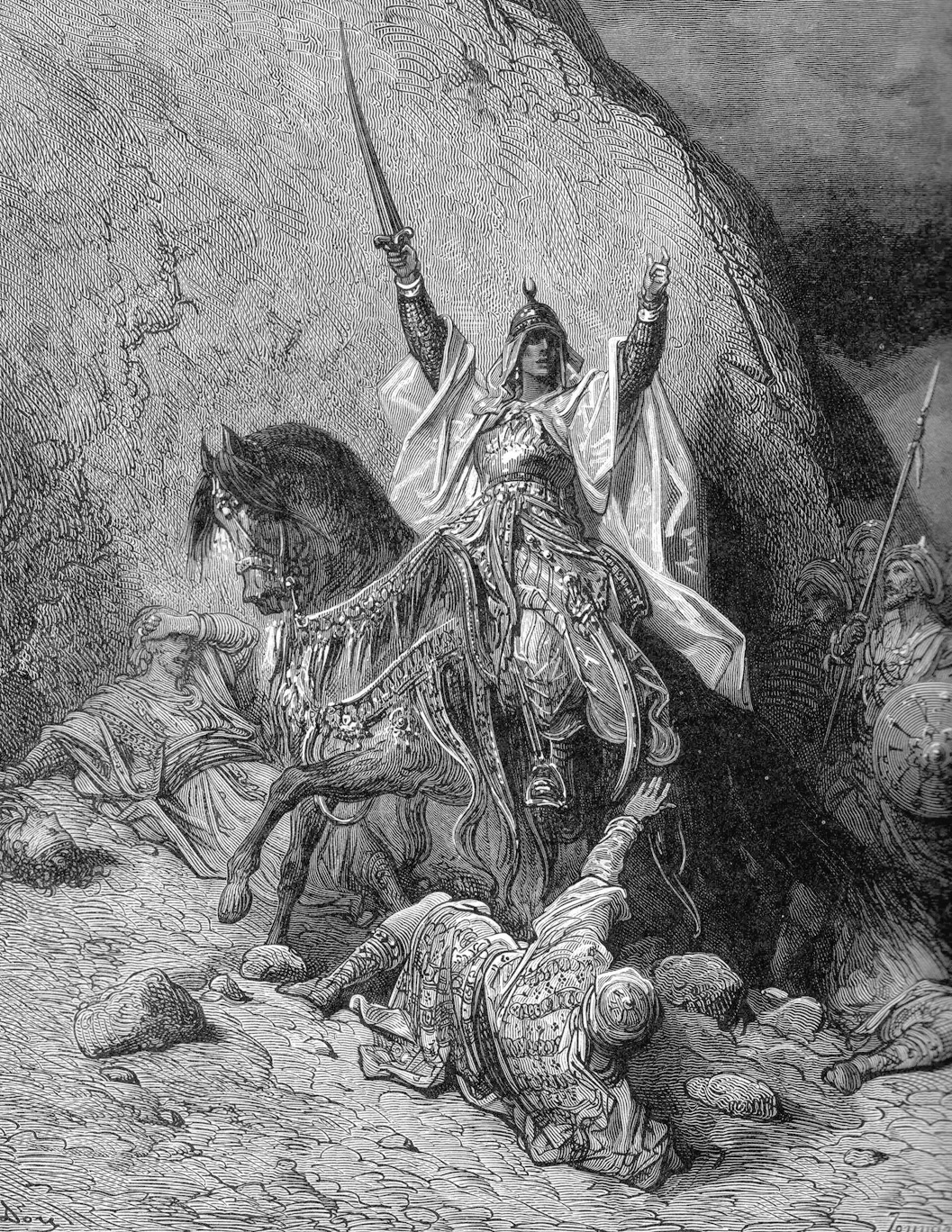 Sultan Saladin is depicted in a 19th-century engraving. His light cavalry was no match for brother-knights of the Templar and Hospitaller orders. 