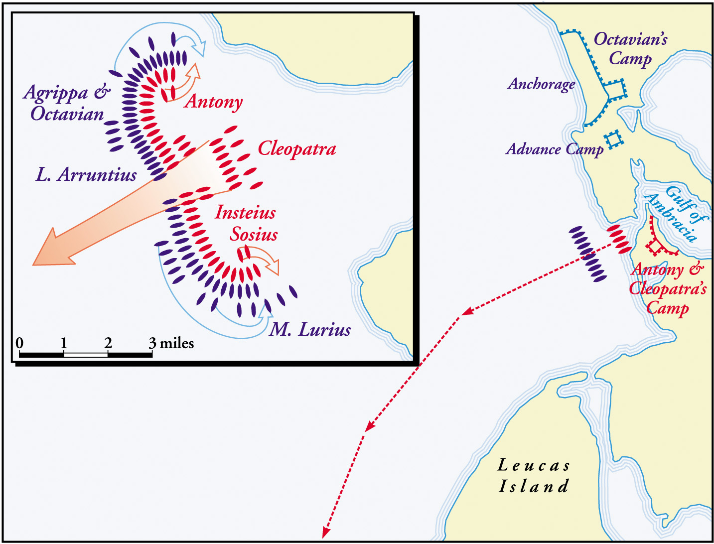 After successfully baiting Antony’s ships away from the safety of the harbor, Octavian’s lighter and more maneuverable fleet reversed course and fell upon their exhausted opponents.