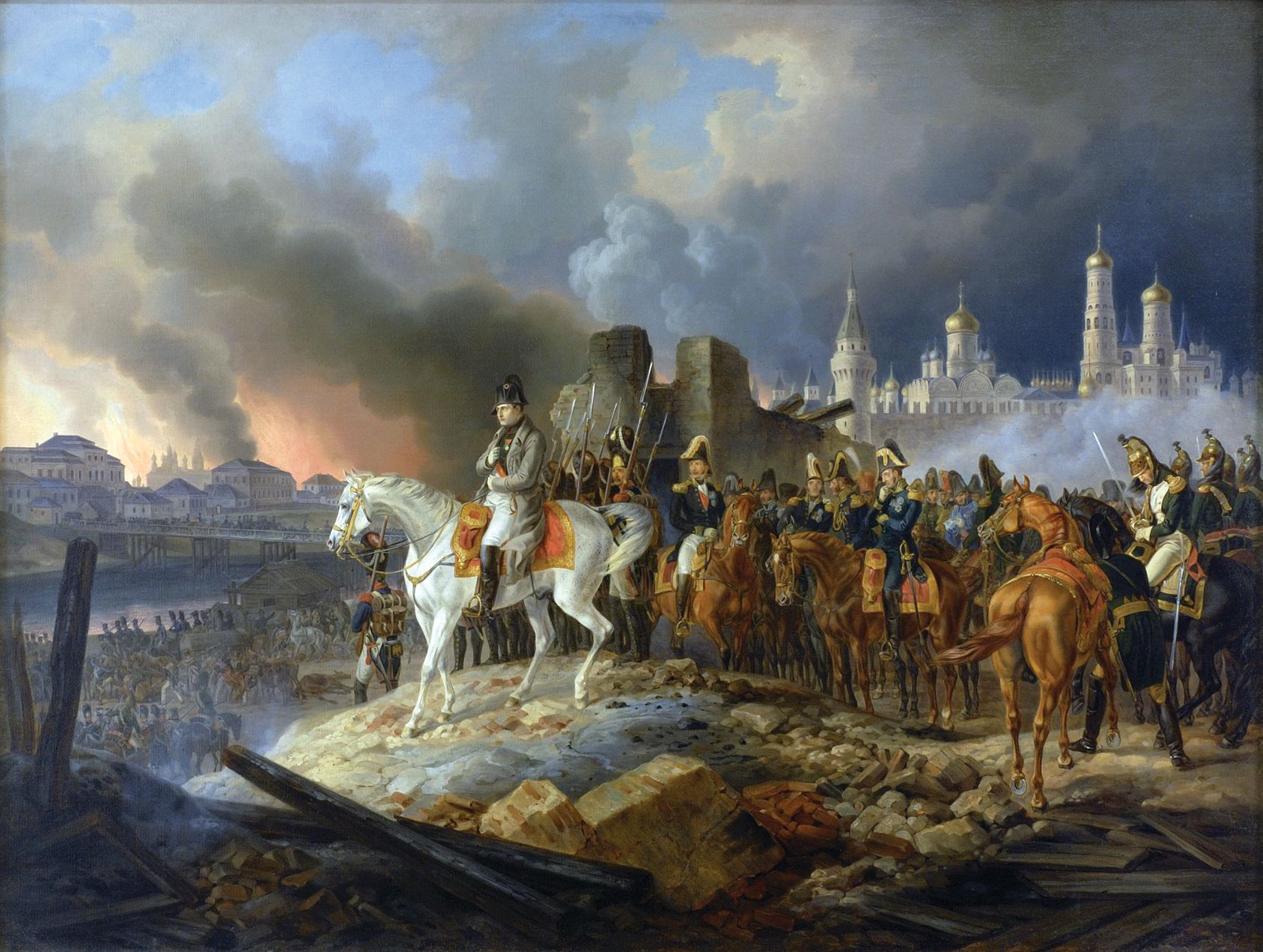 Napoleon arrives in Moscow to find it aflame and bereft of supplies. He failed to destroy the Russian army and had greatly underestimated Tsar Alexander’s political resolve.