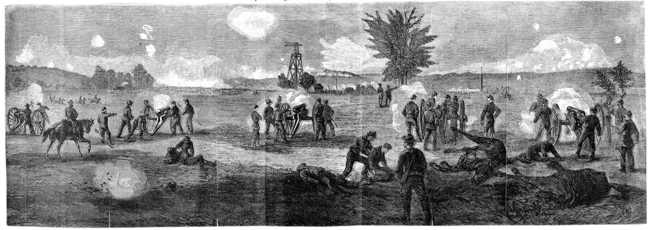 Battery B of the 1st Rhode Island Light Artillery held high ground along Broad Run. Union batteries were always well served and therefore respected by the Rebels.