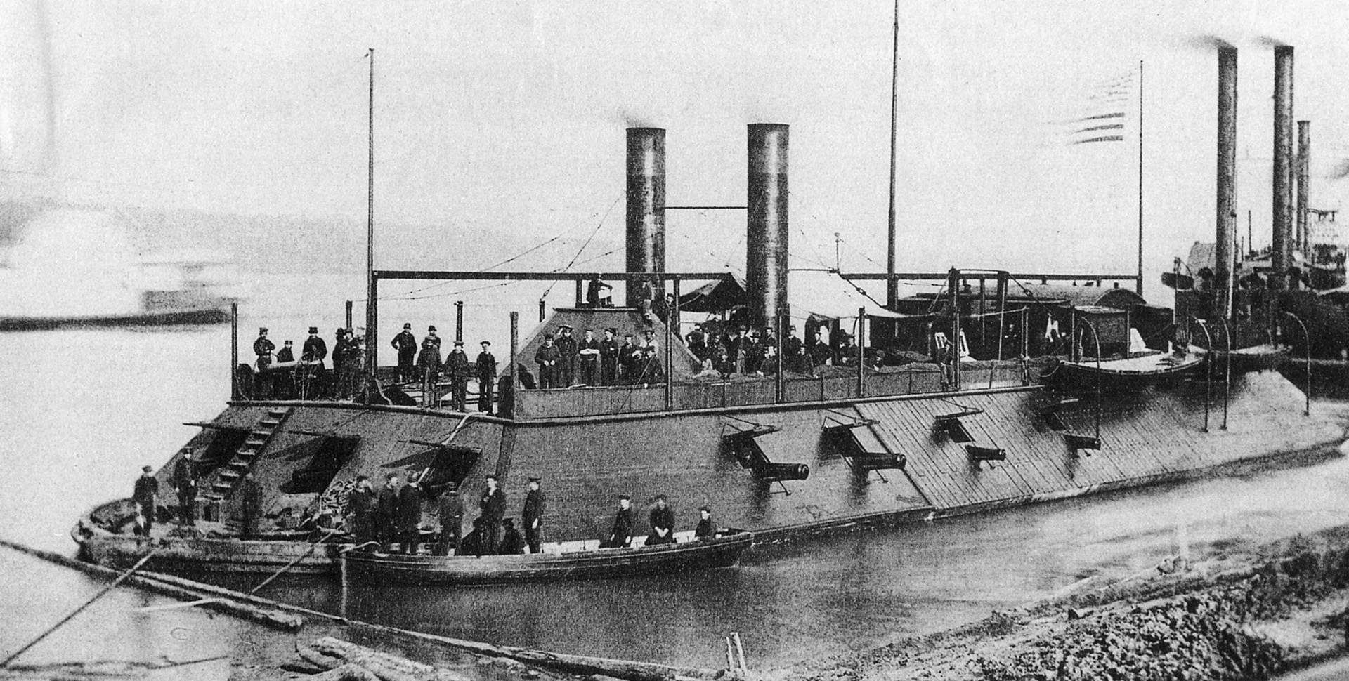 The most famous of James Ead’s seven ironclads, the USS Carondelet sustained more fire than any other vessel in the Western Flotilla.