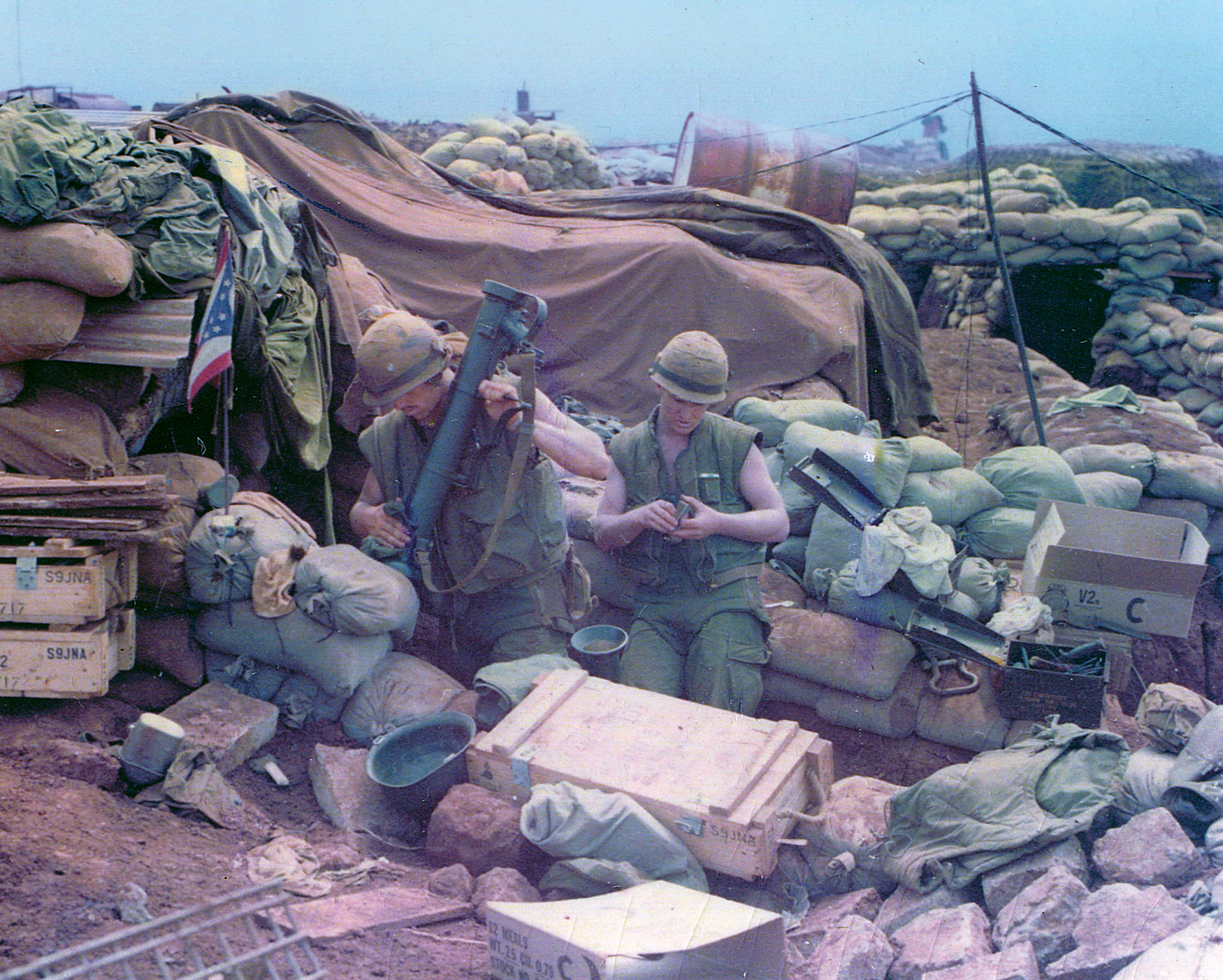  A Marine 81mm gun crew prepares to unleash a devastating barrage on a North Vietnamese position.