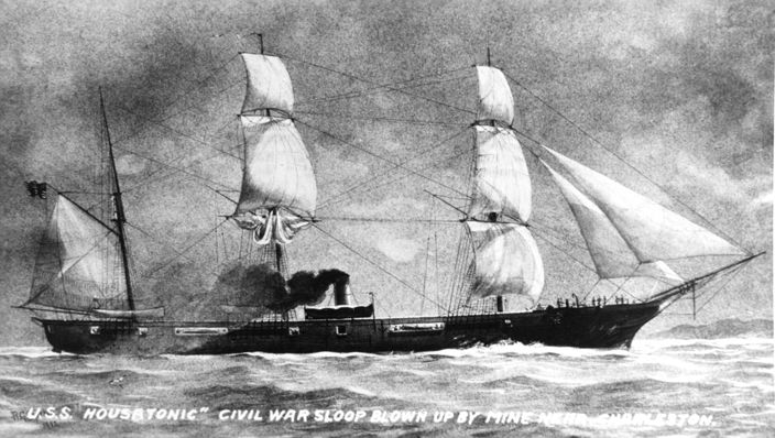 The steam-powered Union sloop of war Housatonic.